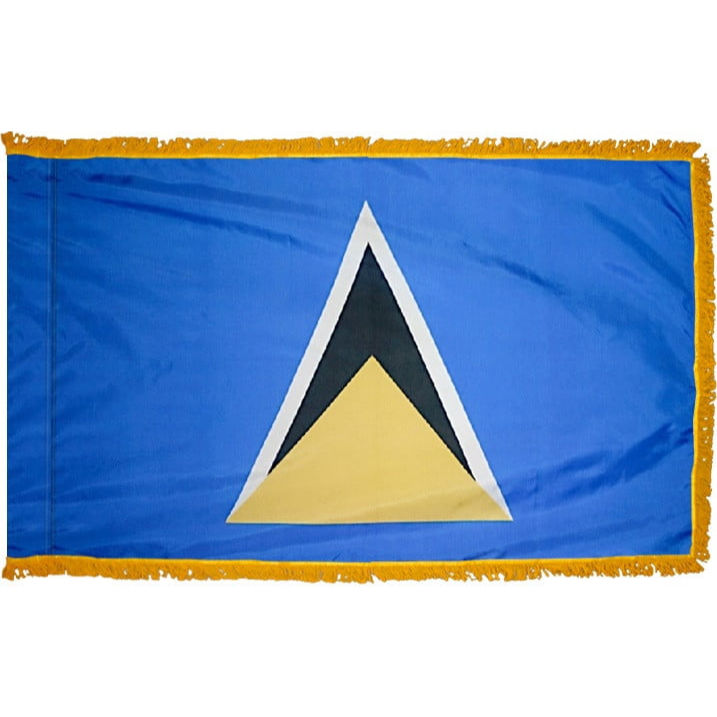 ST LUCIA 3X5' NYLON INDOOR / PARADE FLAG - POLE HEM FRINGE