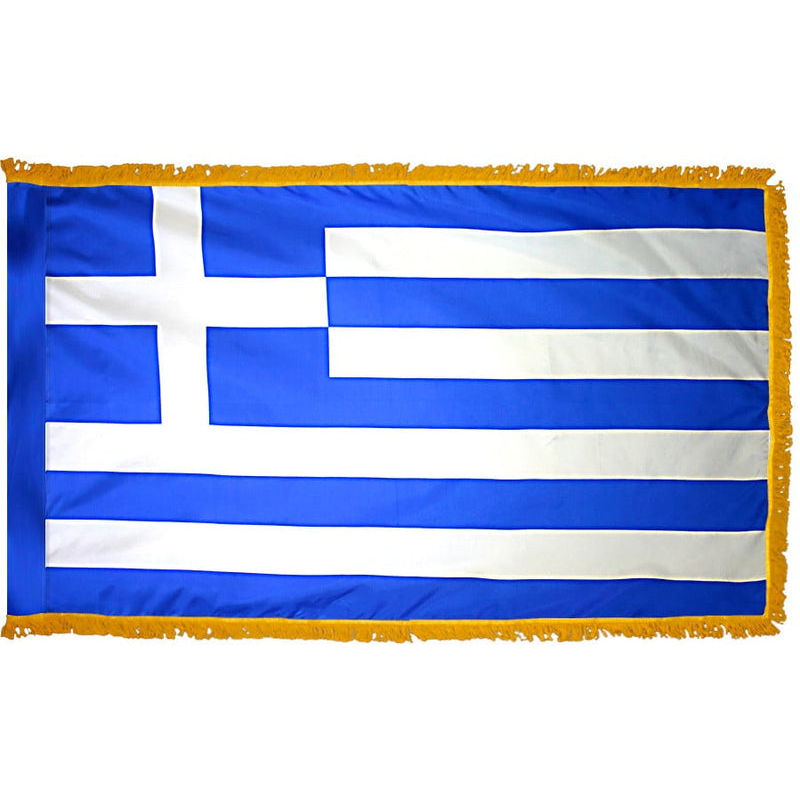 GREECE 3X5' NYLON INDOOR / PARADE FLAG - POLE HEM FRINGE
