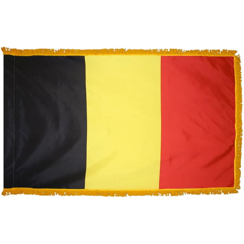 BELGIUM 4X6' NYLON INDOOR / PARADE FLAG - POLE HEM FRINGE