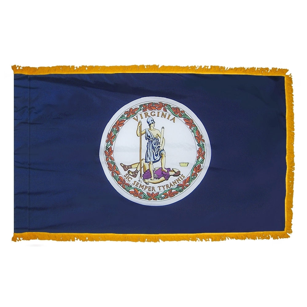 VIRGINIA 4X6' NYLON INDOOR / PARADE FLAG - POLE HEM FRINGE