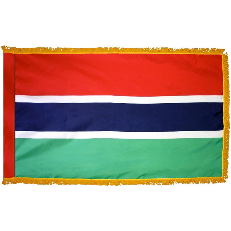 GAMBIA 3X5' NYLON INDOOR / PARADE FLAG - POLE HEM FRINGE