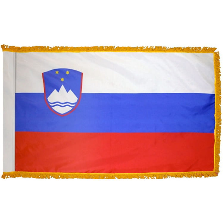 SLOVENIA 3X5' NYLON INDOOR / PARADE FLAG - POLE HEM FRINGE