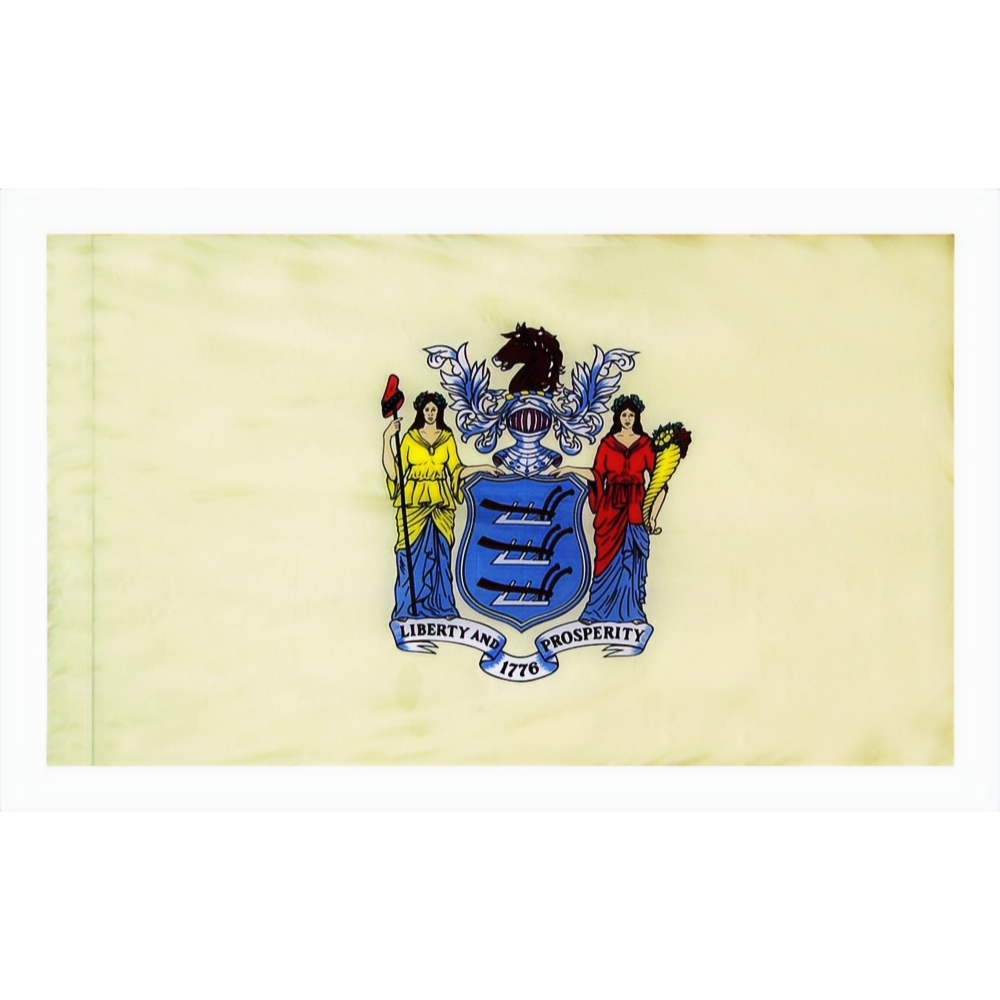 NEW JERSEY 3X5' NYLON INDOOR / PARADE FLAG - POLE HEM PLAIN