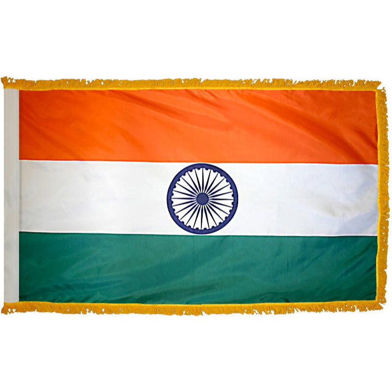 INDIA 3X5' NYLON INDOOR / PARADE FLAG - POLE HEM FRINGE