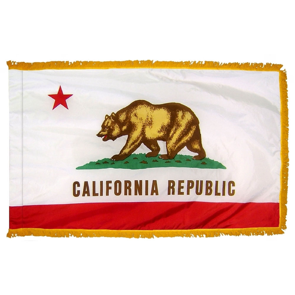 CALIFORNIA 4X6' NYLON INDOOR / PARADE FLAG - POLE HEM FRINGE