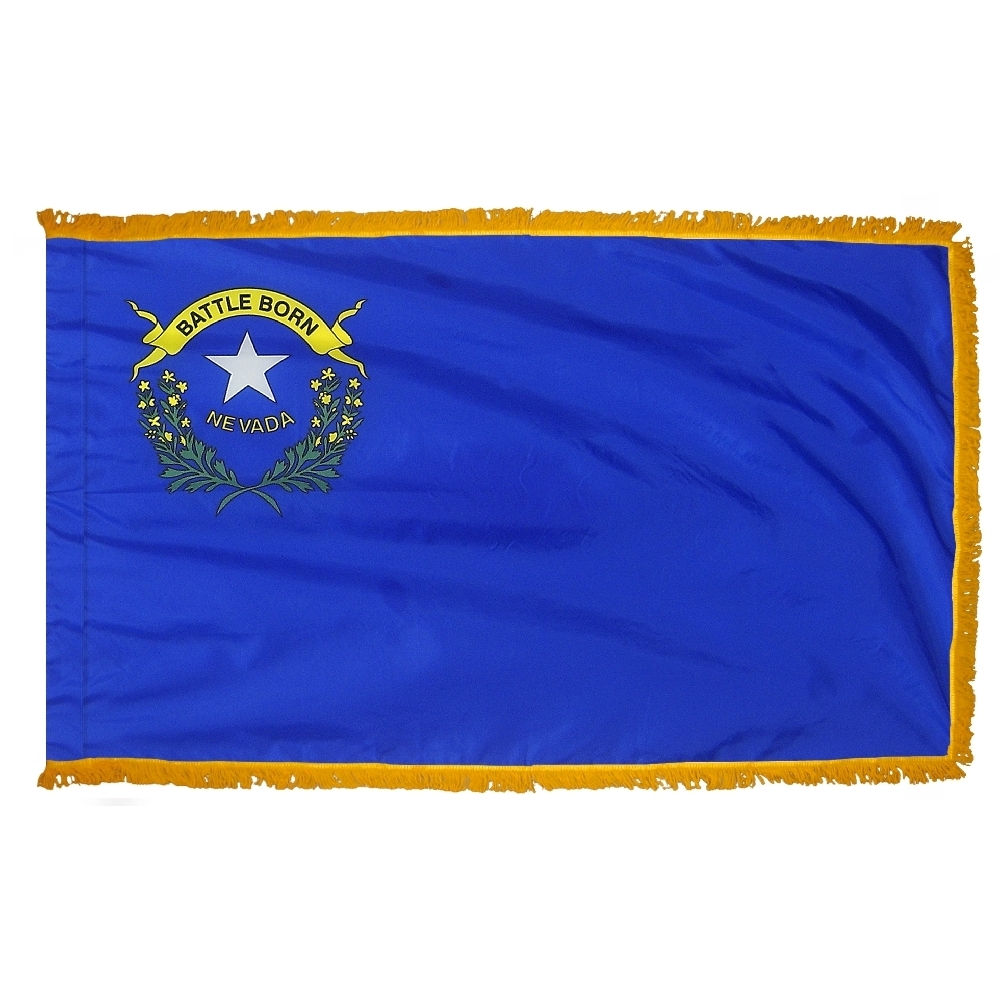 NEVADA 3X5' NYLON INDOOR / PARADE FLAG - POLE HEM FRINGE