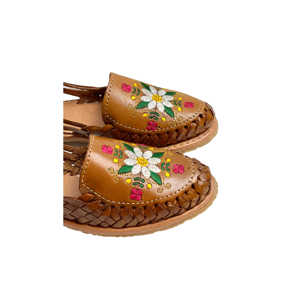 Thumbnail: Embroidery- LEATHER HUARACHE (TAN)