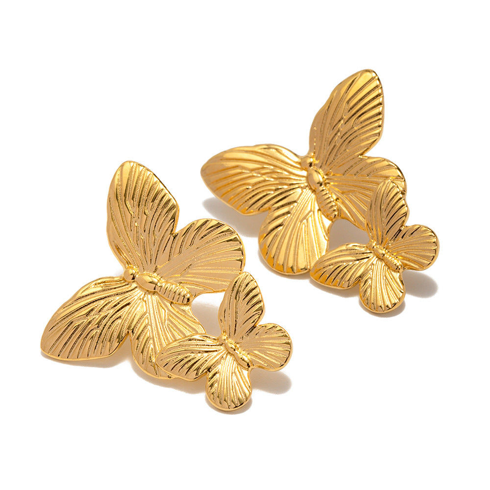 Wren Vintage French Palace Matte Antique Gold Butterfly Earrings — view 5