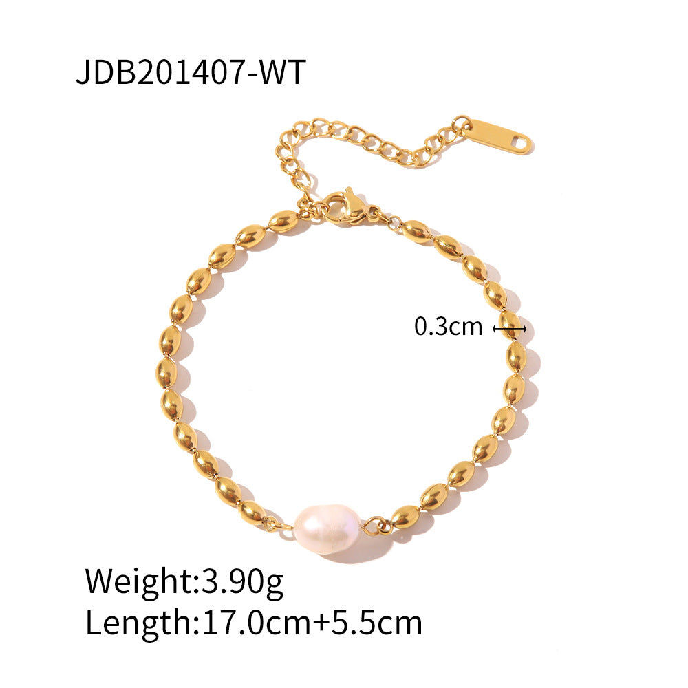 Zora Geometric Freshwater Pearl Pendant Necklace and Bracelet — view 1