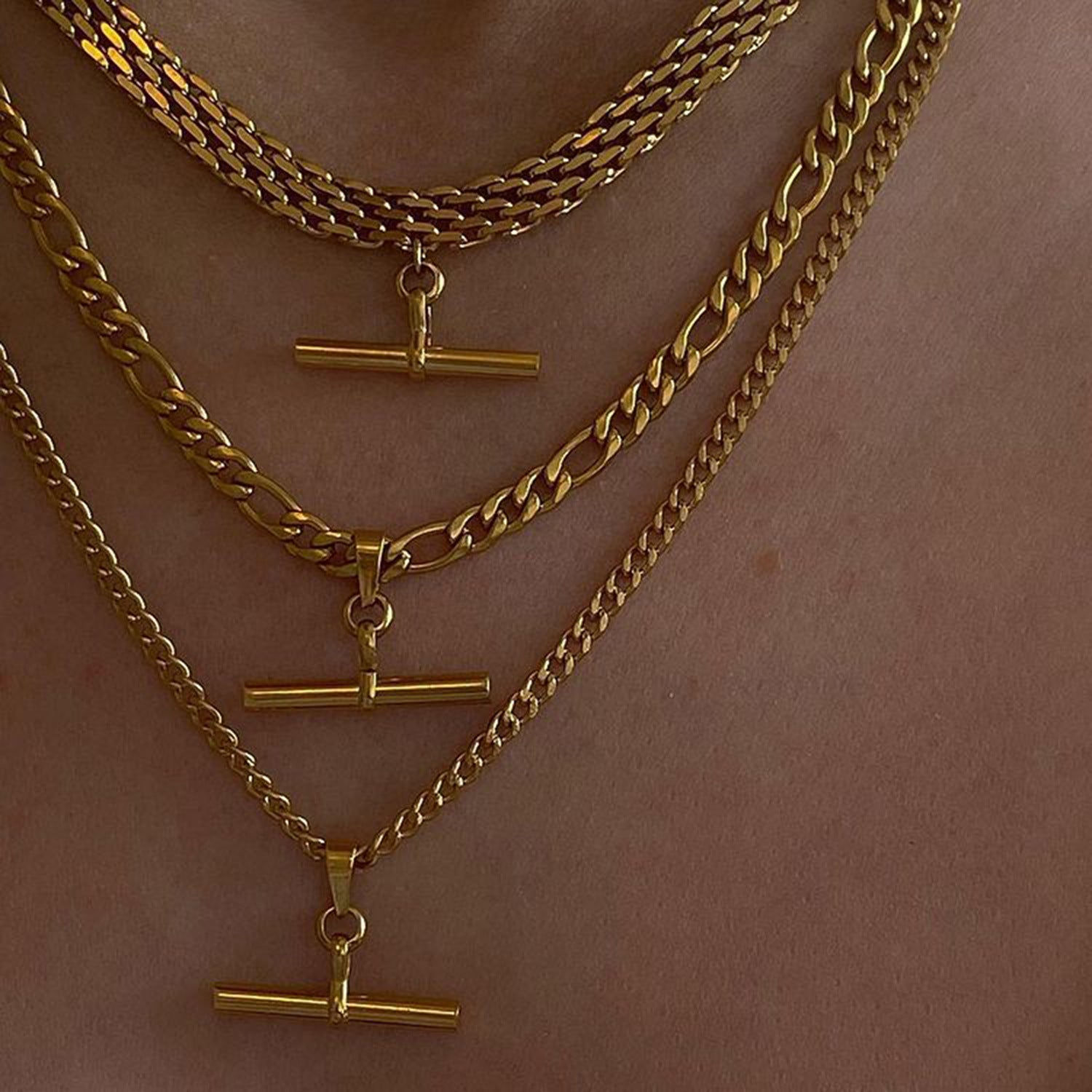 Aurelia Punk Geometric Bar Pendant Necklace — view 4