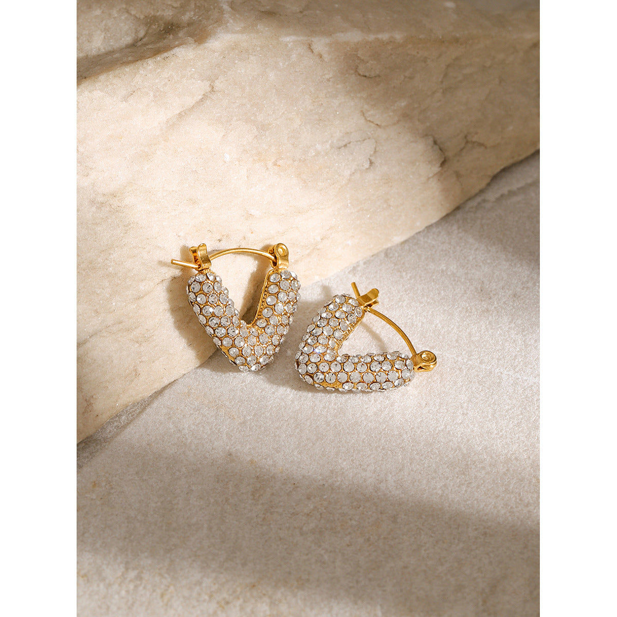 Lena Hollow Basket Rhinestone Pearl Earrings — view 4