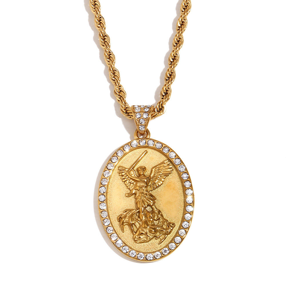 Dorian Geometric Angel Pendant Necklace — view 1
