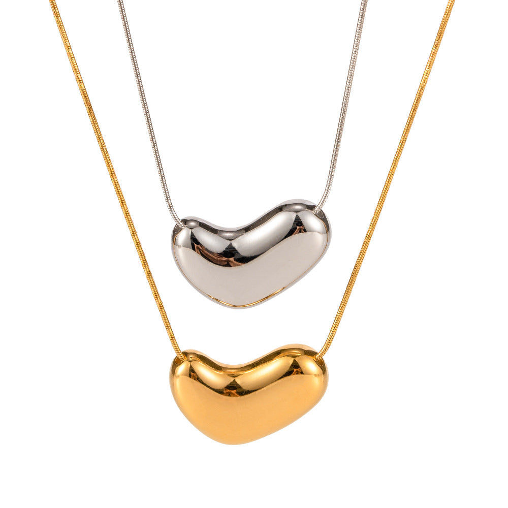 Rhea Geometric Heart Pendant Snake Chain Necklace — view 6