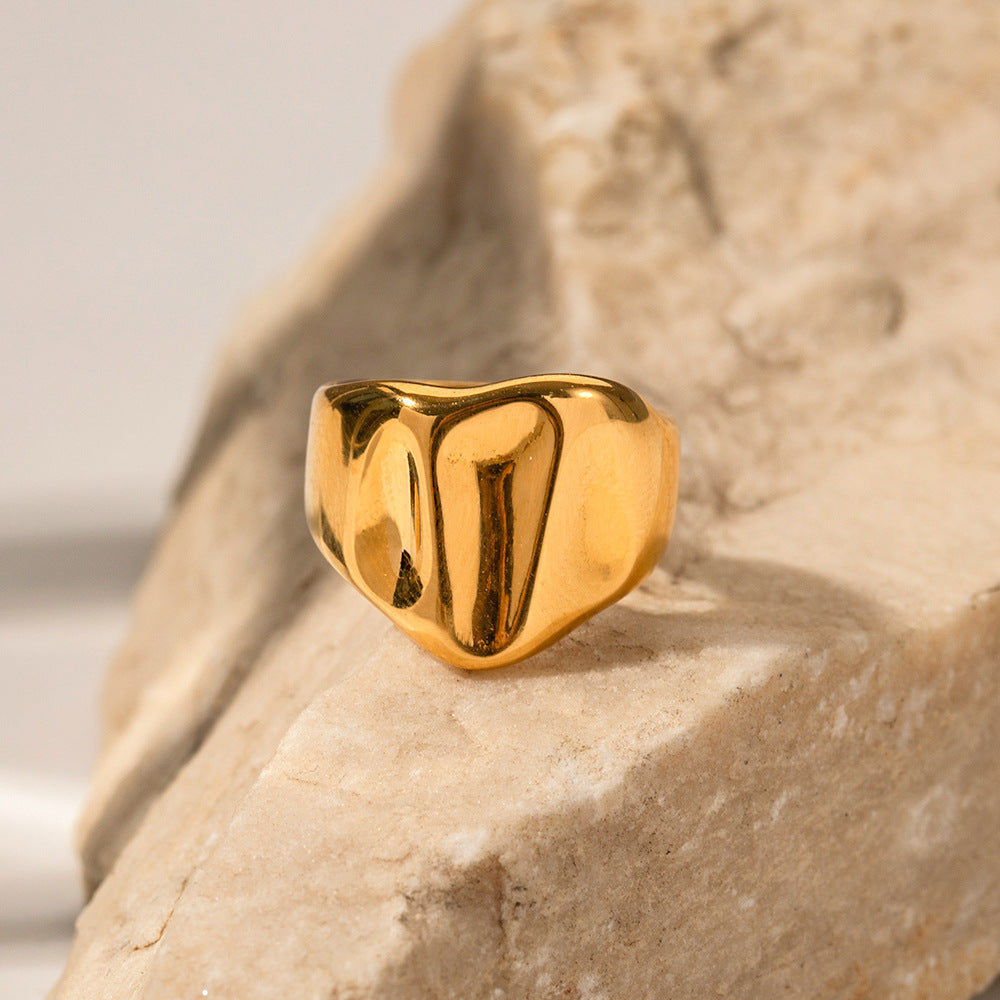 Lucia Geometric Hammered Ring — view 3