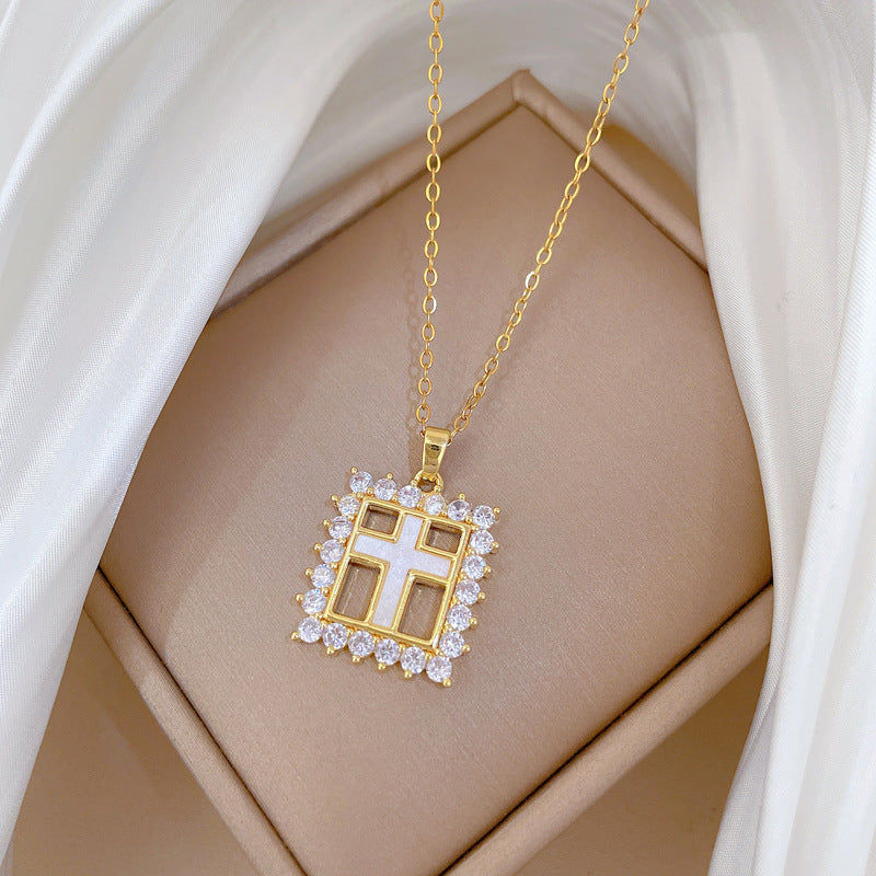 Kingston Geometric Cross Pendant Necklace — view 4