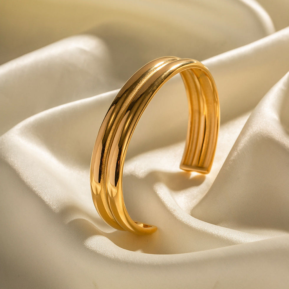 Jade Geometric Double Layer Plated Gold Bracelet — view 1