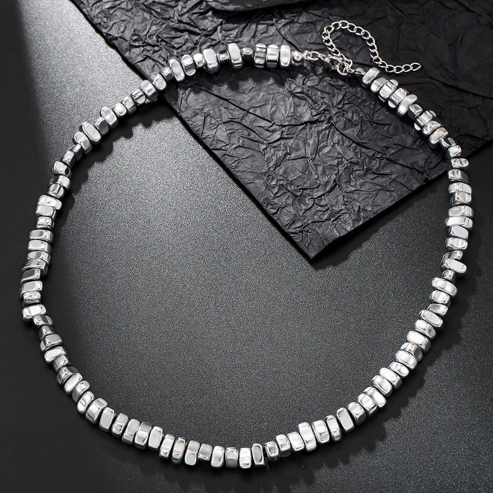 Isaac Geometric Black Obsidian Beaded Necklace — view 6
