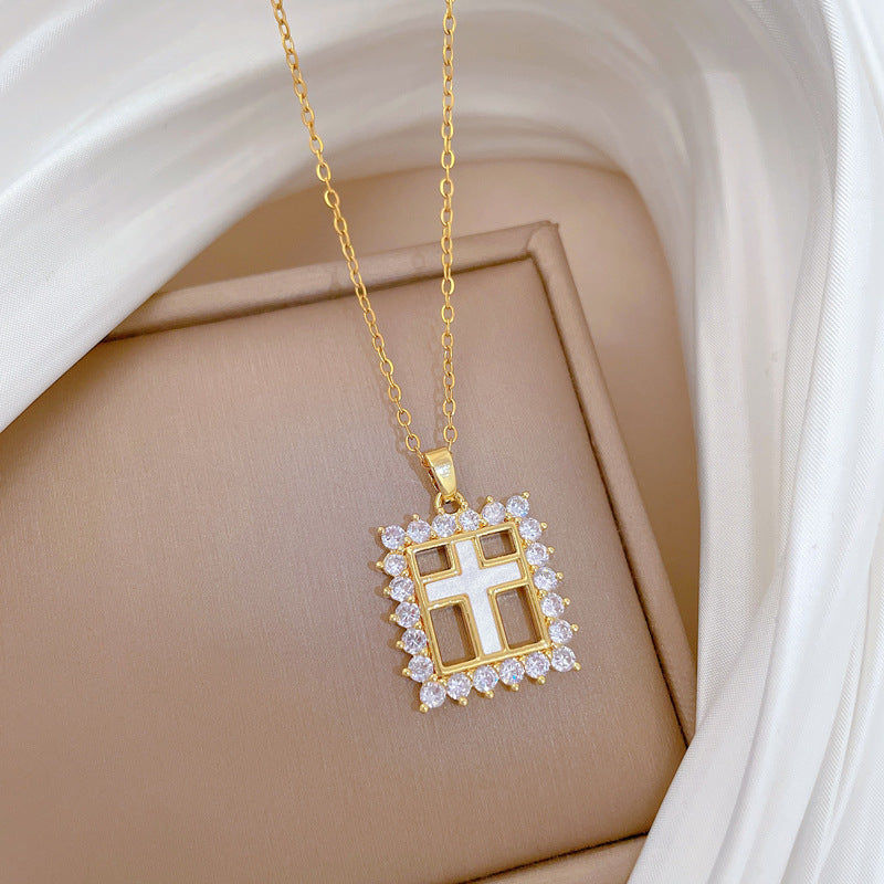 Kingston Geometric Cross Pendant Necklace — view 3