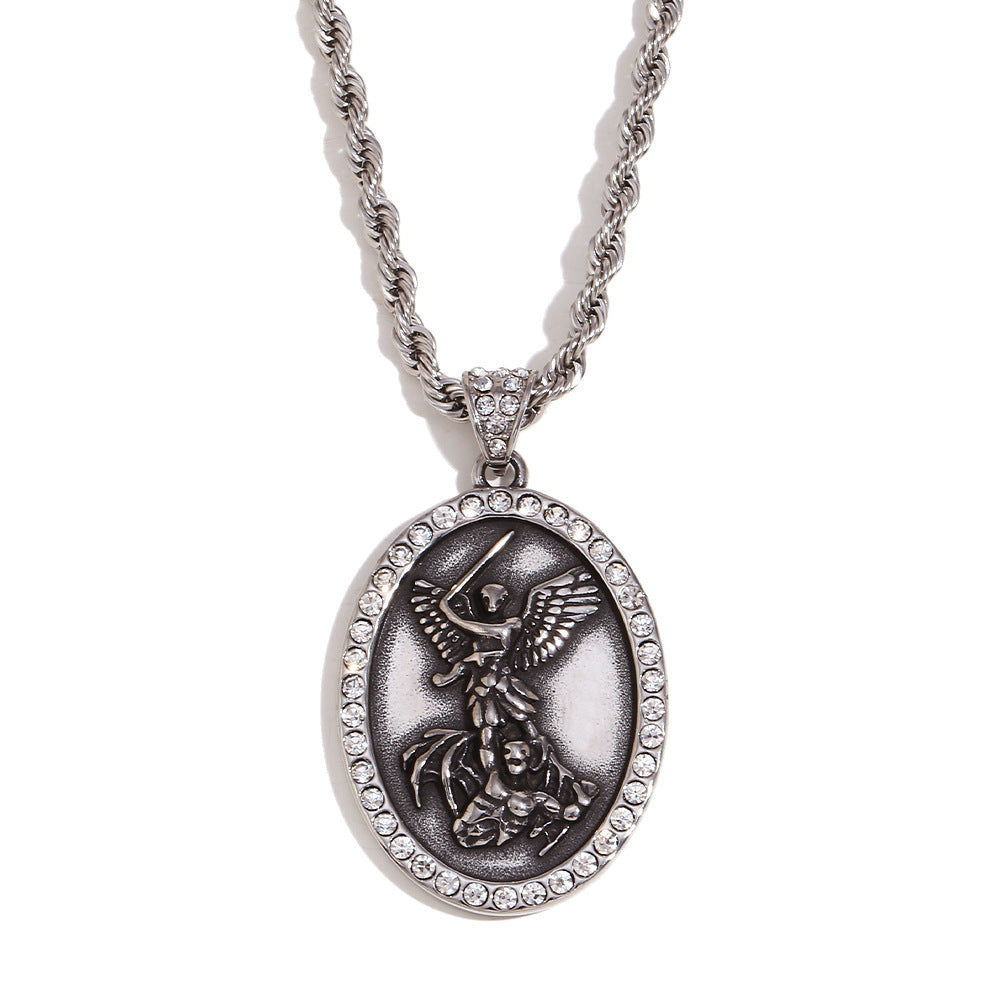 Dorian Geometric Angel Pendant Necklace — view 6