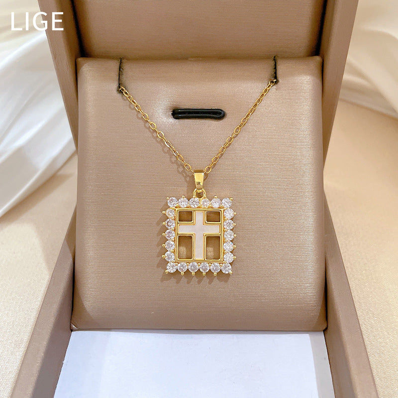 Kingston Geometric Cross Pendant Necklace — view 1