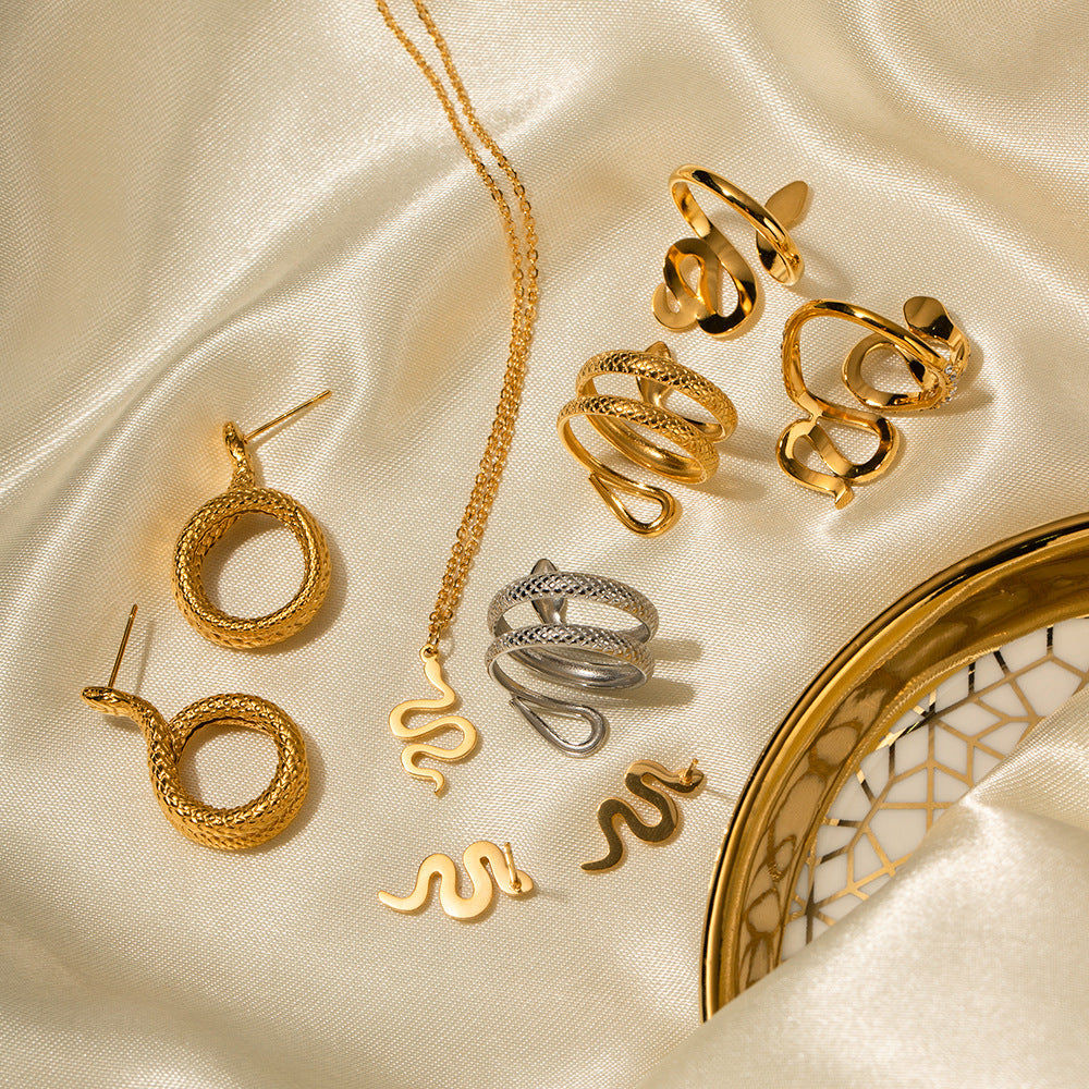 Juno Trendy Geometric Snake Design Earrings — view 4