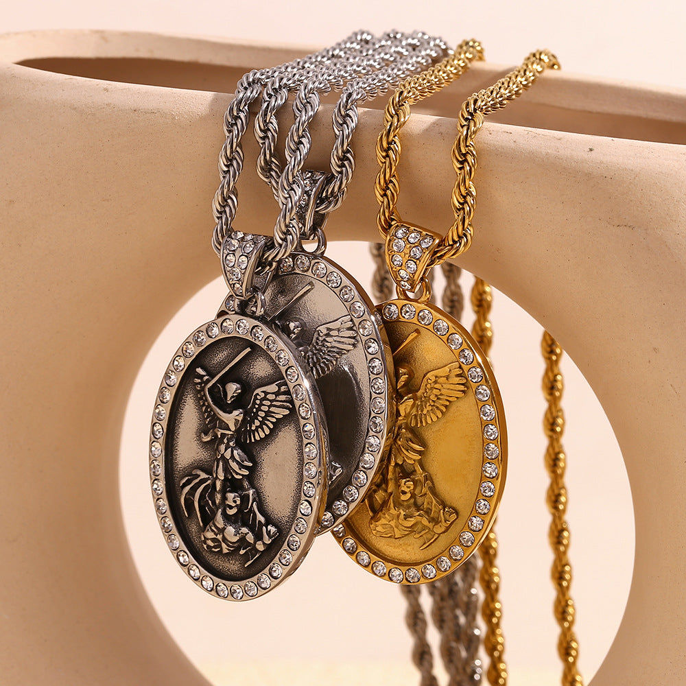 Dorian Geometric Angel Pendant Necklace — view 5