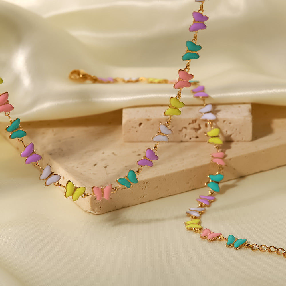 Arden Ins Enamel Butterfly Necklace Set — view 3