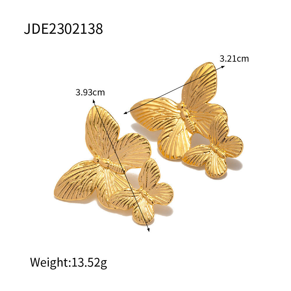 Wren Vintage French Palace Matte Antique Gold Butterfly Earrings — view 6