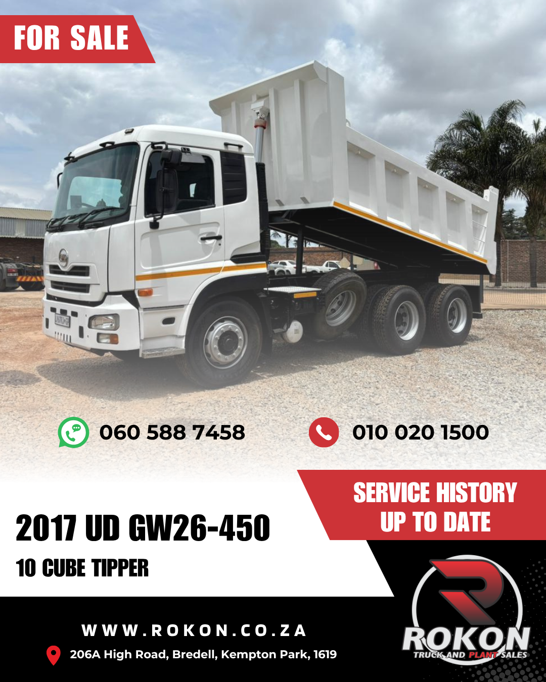 2017 UD GW26-450 10 Cube Tipper