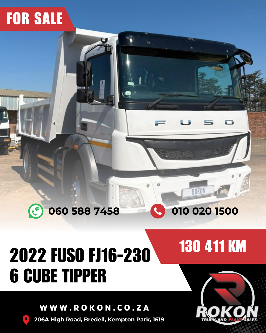 2022 FUSO FJ16-230  6 Cube Tipper