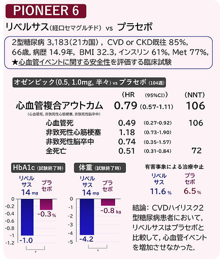 リベルサス 経口セマグルチド PIONEER 6 心血管