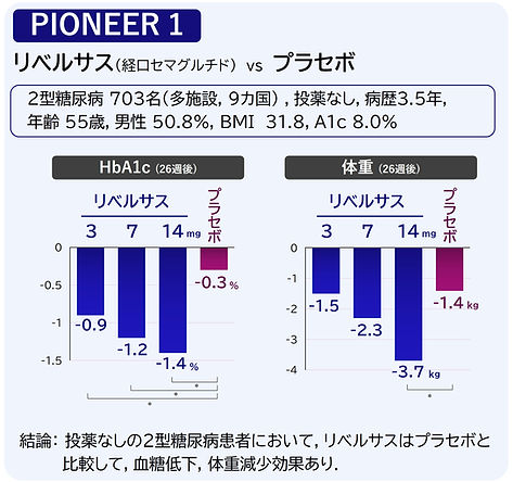 リベルサス 経口セマグルチド PIONEER 1 プラセボ