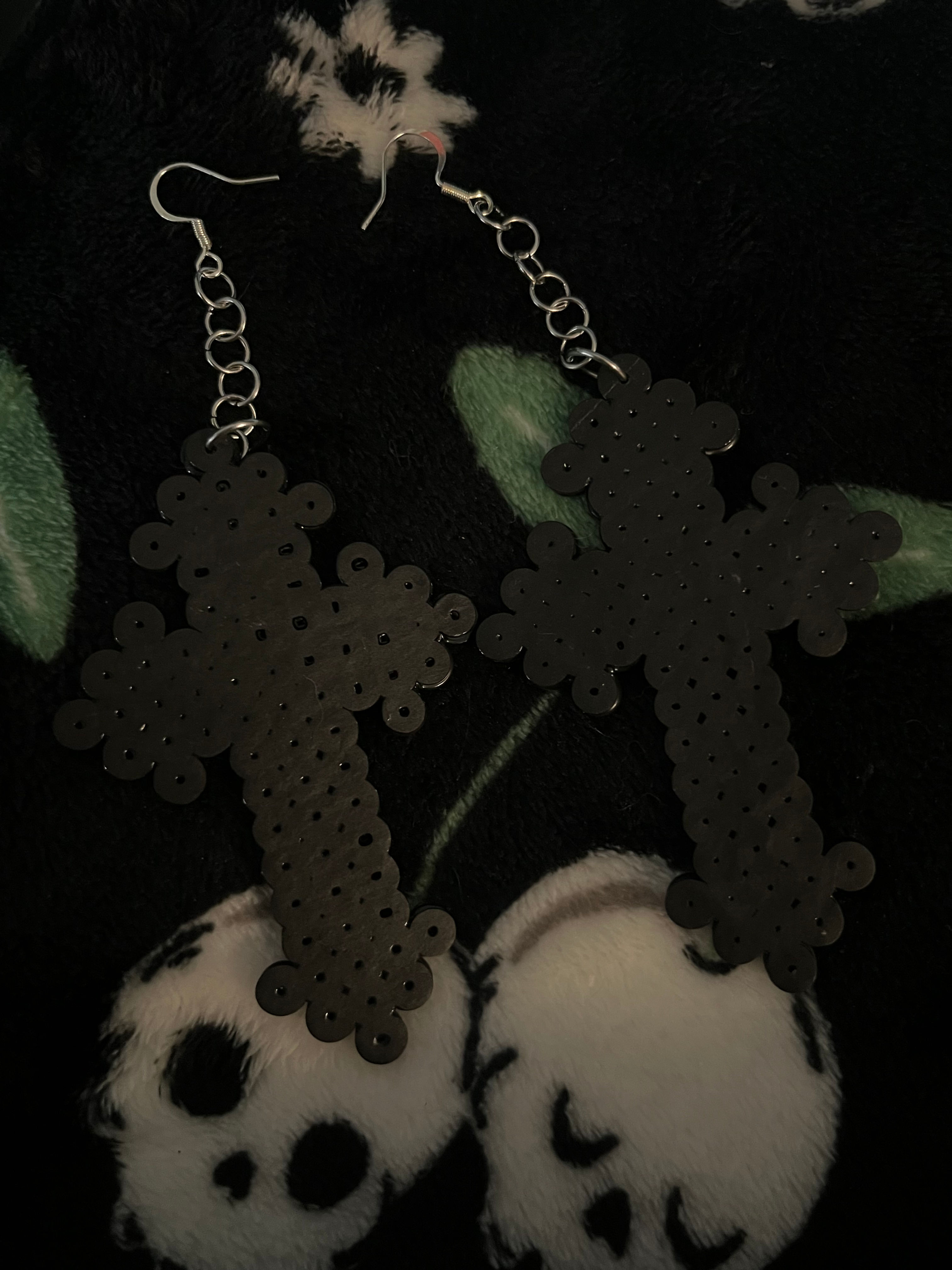 Black Gothic Cross Earrings