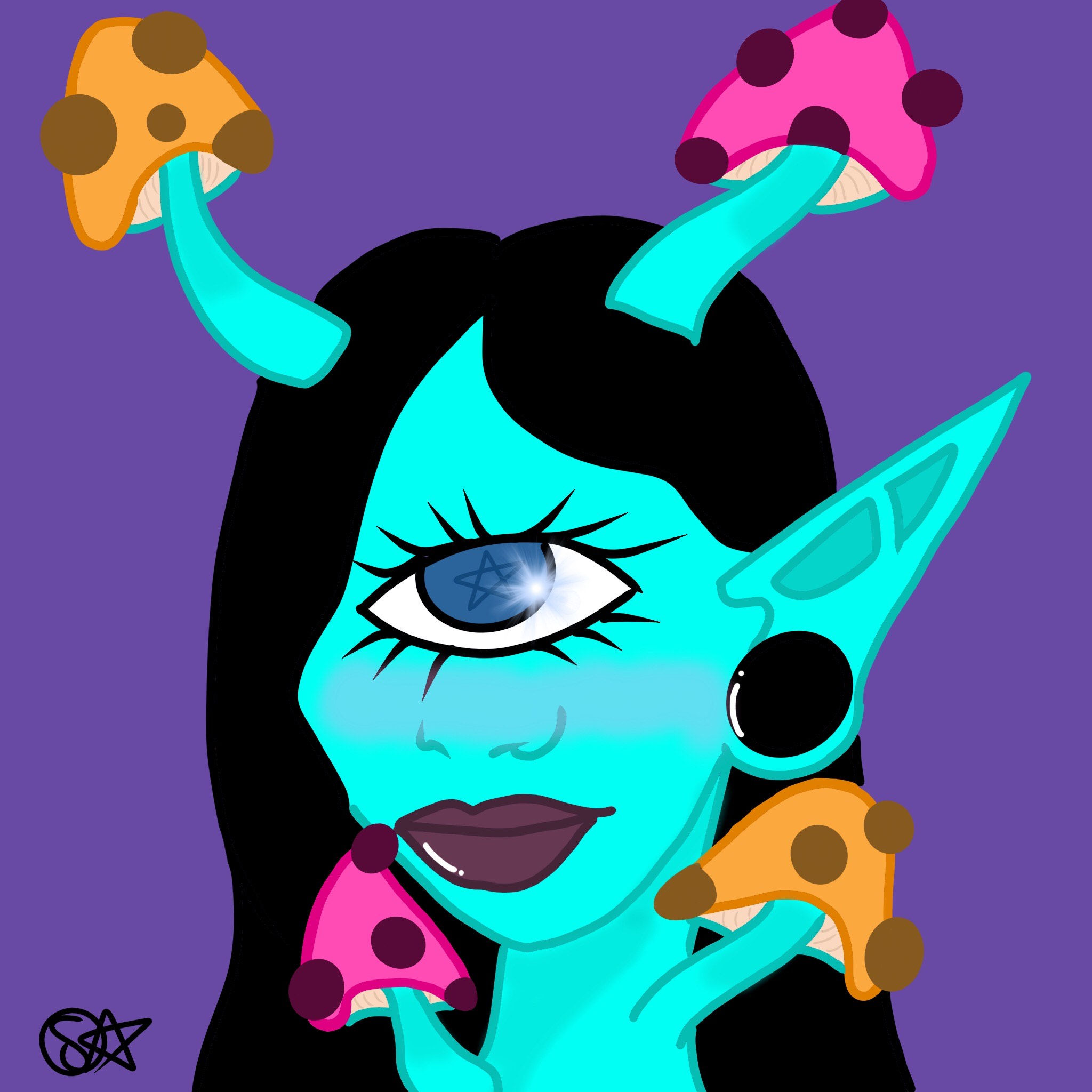 Mushroom Alien Girl Sticker