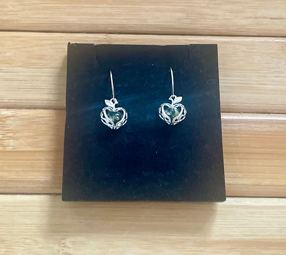Thumbnail: Pair of Green Amber Apple Sterling Silver Earrings