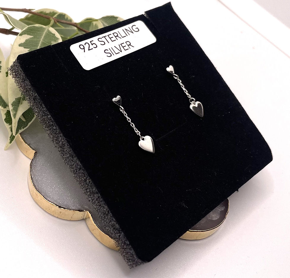Thumbnail: Pair of Heart Chain Drop Earrings