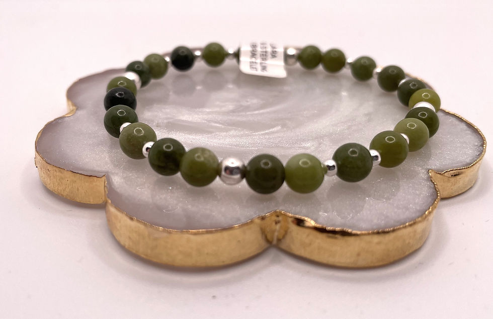 Thumbnail: "LARA" Jade & Sterling Silver Stretch Bracelet 
