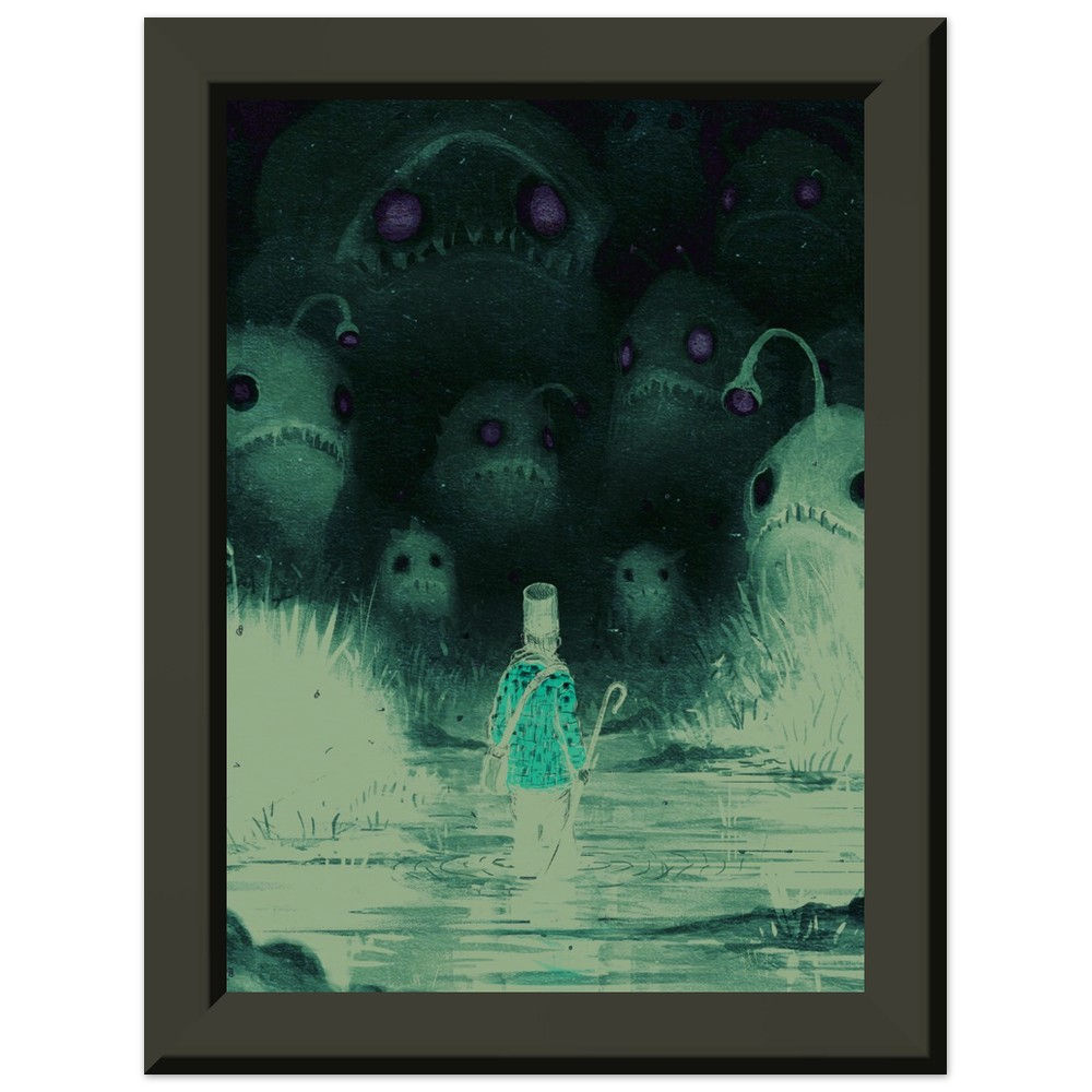 The Gloom Watchers (Blue, Inverted) | Metal-Framed Fine Art Print