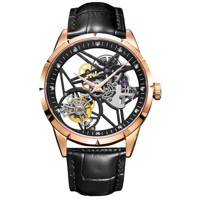 Thumbnail: Tourbillon Skeleton Dial Hollow Out Design Mechanical Tourbillon Watches