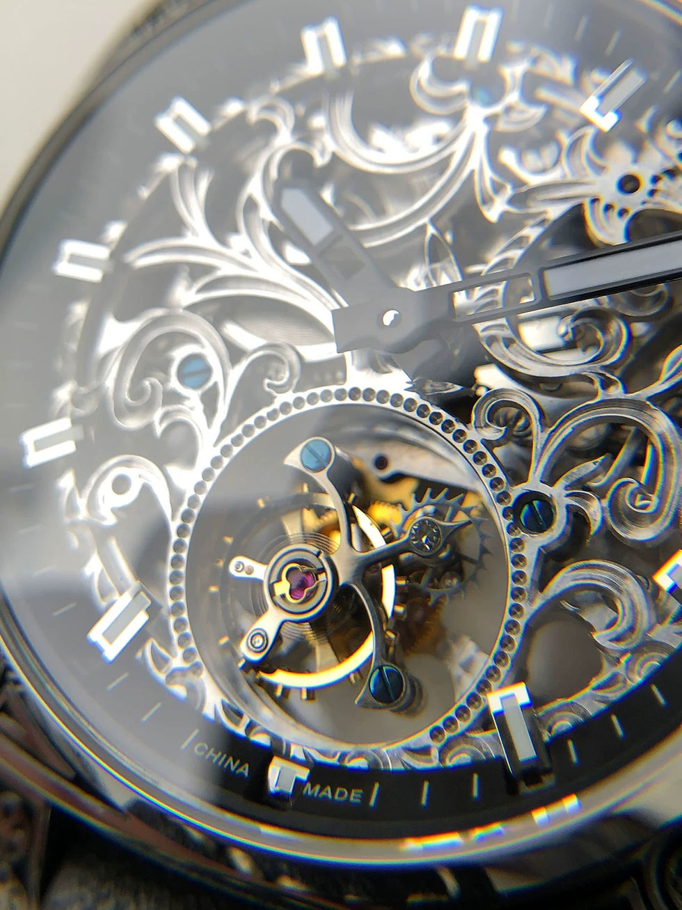 Thumbnail: BOUX Punk Engraved Skeleton Men Tourbillon Watch Coaxial ST8000K Movement