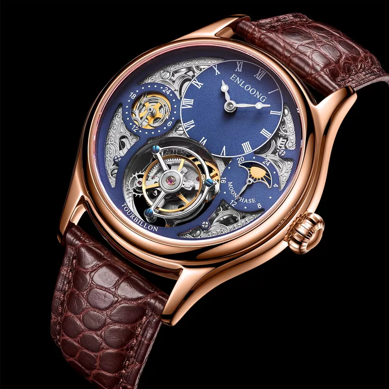 Thumbnail: ENLOONG Mechanical Tourbillon Watches GMT Moonphase