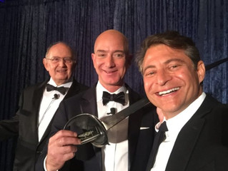 For Blue Origin, Jeff Bezos gets Heinlein Prize and a sword – then gives away $250K