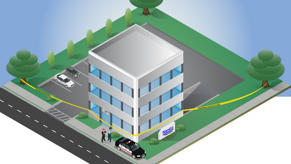 An isometric illustration of a business going through the analytics stage of digital transformation.