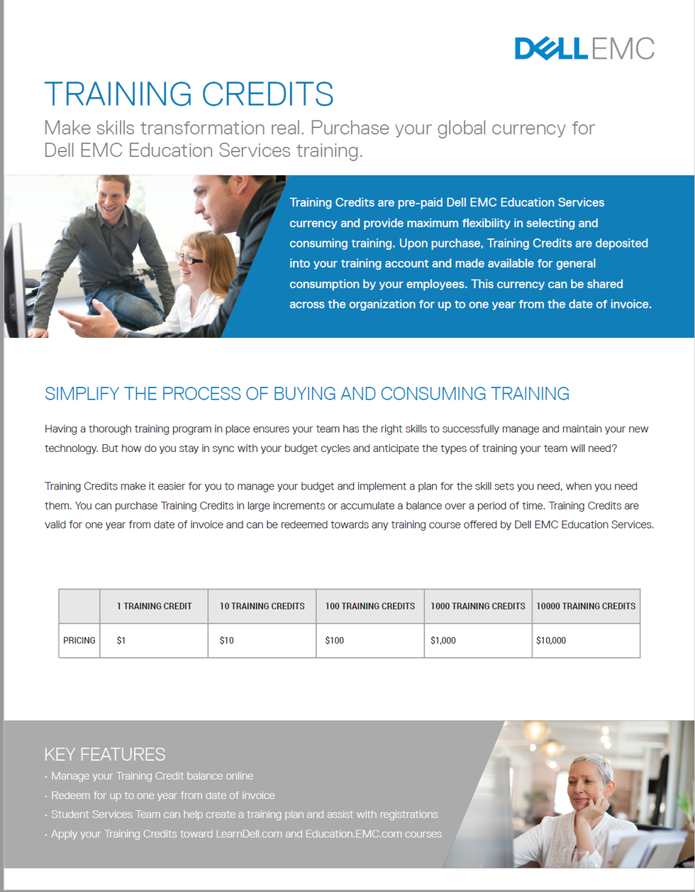 Sales Flyer Featuring Training Credits