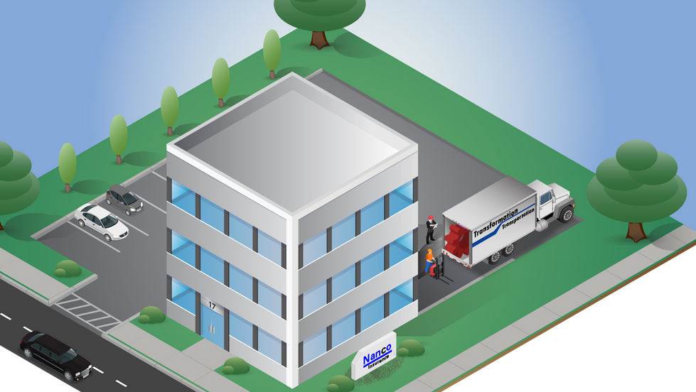 An isometric illustration of a business going through the governance stage of digital transformation.