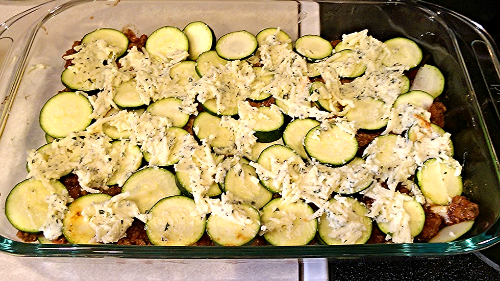 Cheese mixture layer.