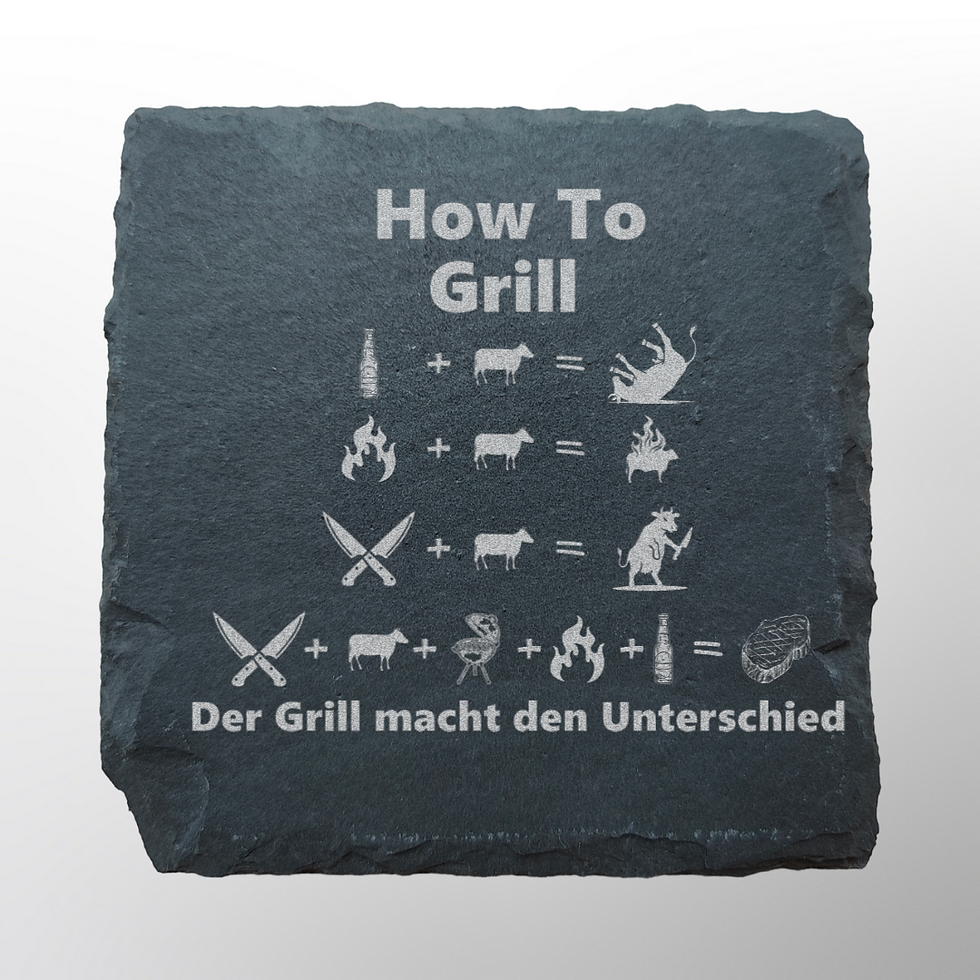 Miniaturbild: How to grill Geschenkset Schneidebrett Mango Untersetzer Schiefer Grill Spruch Lustig Personalisiert