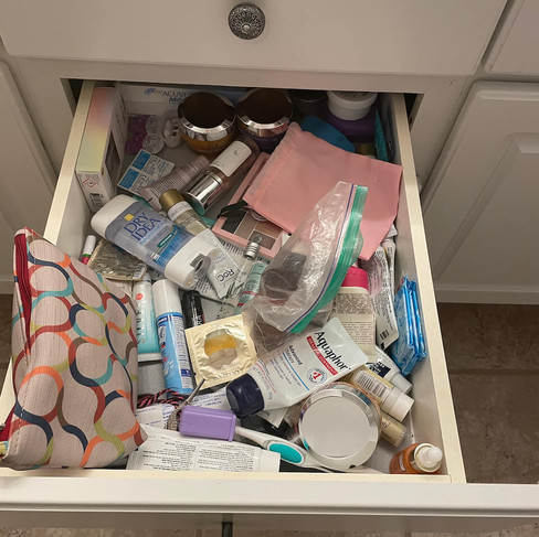 messy bathroom drawer