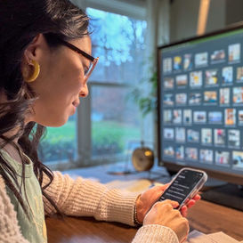 Jennifer looking at phone