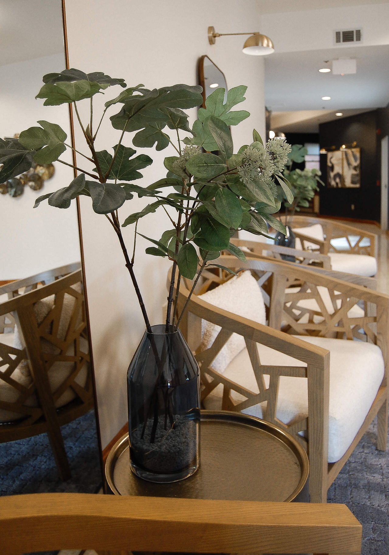 faux greenery elevate Ridgeway condominium lobby after interior refresh